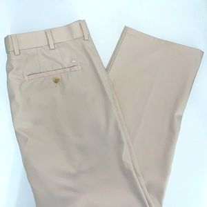 Peter Millar e4 wicking khaki/stone‎ color men’s polyester pants.  Size 34x28”